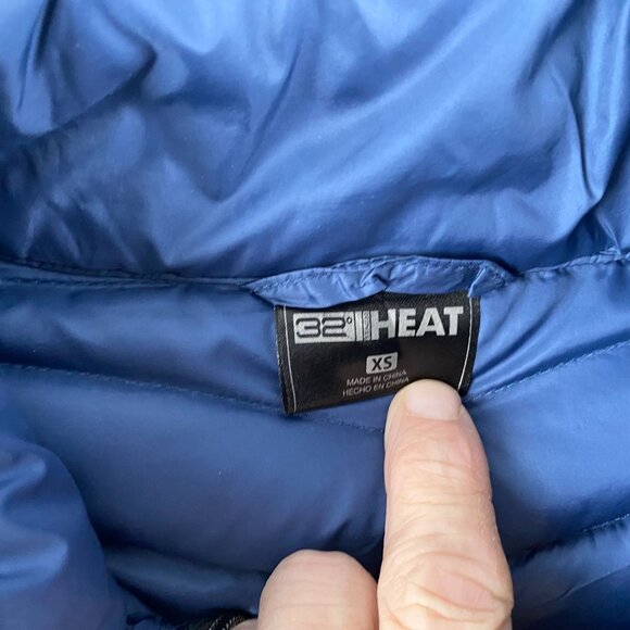 32 Degrees Heat Women's Down Puffer Jacket XS Blue & Black Quilted Winter - Picture 3 of 9
